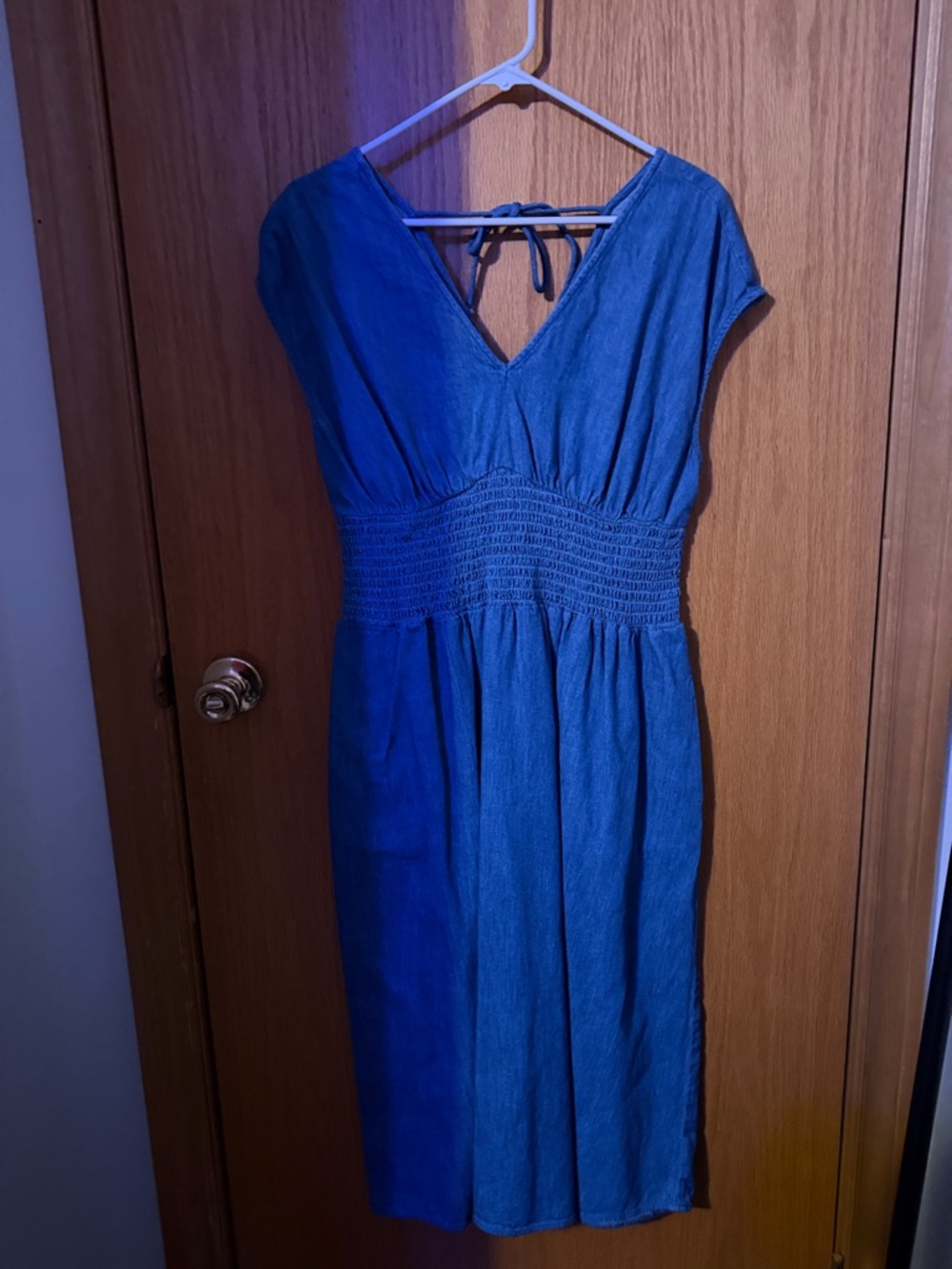 Old Navy Royal Blue V-Neck Smocked-Waist Midi Dress